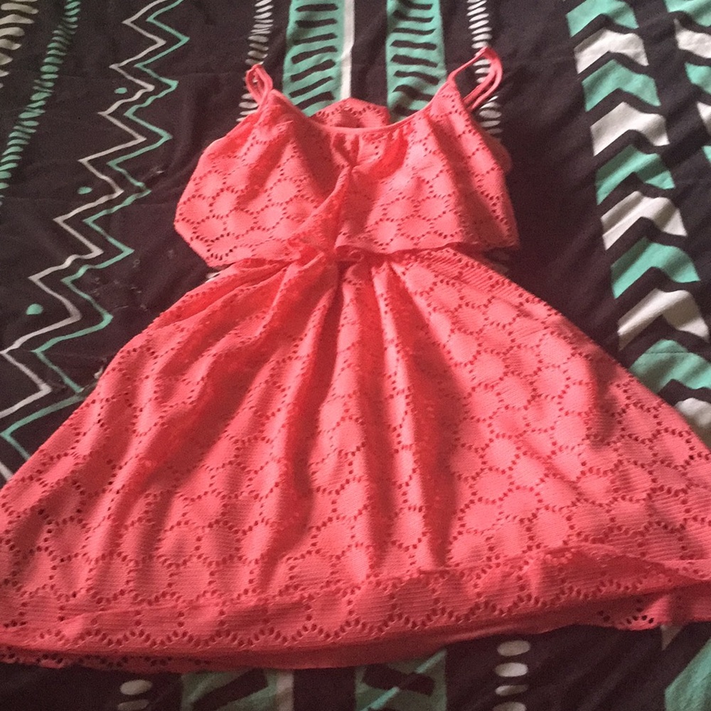 Coral lace dress!